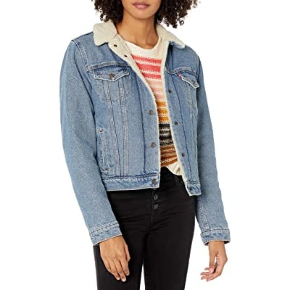 NWT! Levi's Women's Original Sherpa Trucker Jacket jean LARGE